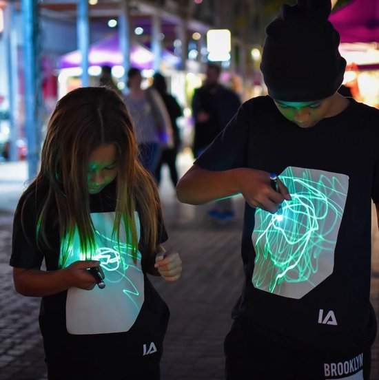 IA Interactief Glow T-shirt voor Kinderen - Super Groen - Zwart - 5-6 Jaar  | bol