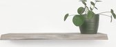 Zwevende wandplank eiken boomstam natuurlijk wit 80 x 20 cm incl. bevestigingsmateriaal - Boekenrek - Boekenplank - Boomstam plank - Witte wandplank - Boomstam wandplank