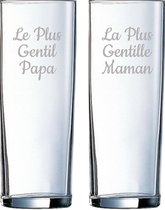 Longdrinkglas gegraveerd - 31cl - Le Plus Gentil Papa & La Plus Gentille Maman