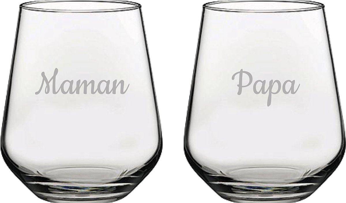 Drinkglas gegraveerd - 42,5cl - Maman & Papa