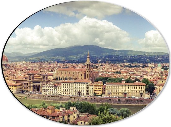 WallClassics - Dibond Ovaal - Uitzicht over Florence - Italië - 40x30 cm Foto op Ovaal (Met Ophangsysteem)