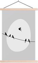 Porte-affiche avec affiche - Affiche scolaire - Vogels - Zwart - Wit - 60x90 cm - Lattes vierges
