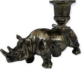 Kaarsenhouder - Kandelaar - Cadeau - Neushoorn - Rhino - Brons - Kerst cadeau - 15,5x5x13cm