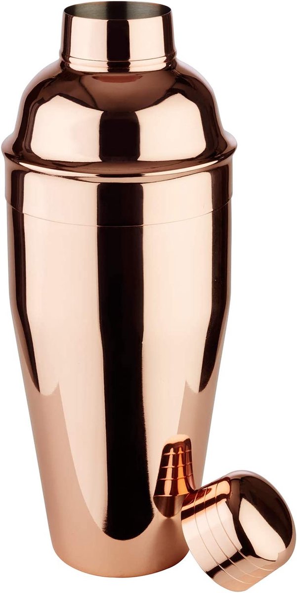 Buddy's Bar Classic cocktail shaker - 700 ml - rvs koper gepolijst - met geschenkdoos