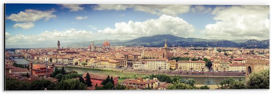 WallClassics - Dibond - Uitzicht over Florence - Italië - 60x20 cm Foto op Aluminium (Wanddecoratie van metaal)