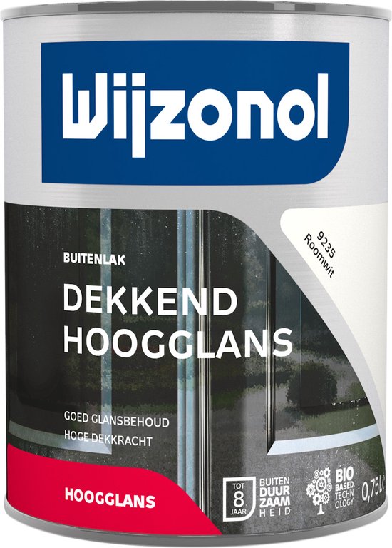 Blik Wijzonol Buitenlak Dekkend Hoogglans, kleur 9235 Roomwit. Duurzaam tot 8 jaar.