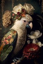 Kaketoe kleurrijke vogel - canvas - 60 x 90 cm