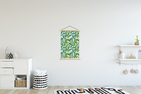 Porte-affiche avec affiche - Affiche scolaire - Feuilles - Ananas - Vintage - 60x90 cm - Lattes vierges
