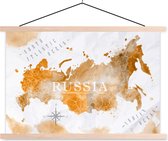 Posterhanger incl. Poster - Schoolplaat - Rusland - Wereldkaart - Goud - 150x100 cm - Blanke latten