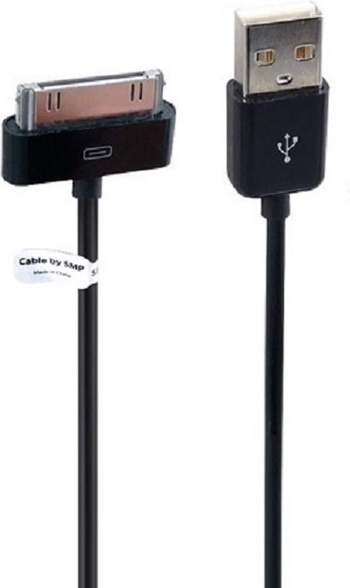 OneOne 1,2 m oplaadkabel. USB kabel met dock stekker. Universele laadkabel is uitsluitend geschikt voor de oude Apple iPhone, iPod en iPad series met brede dock stekker. - OneOne