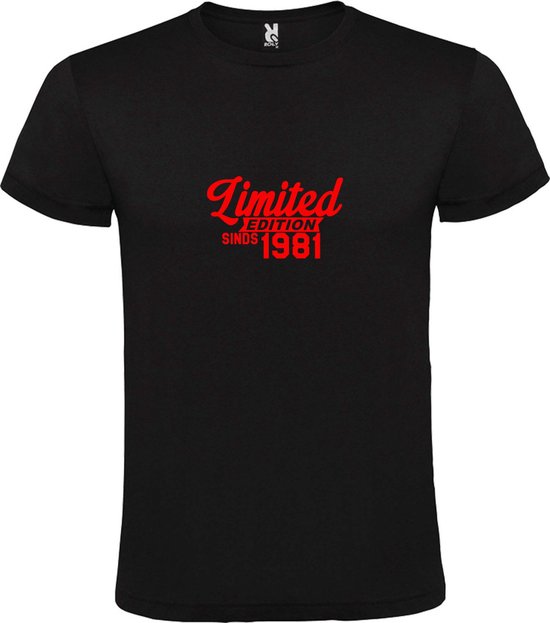 Zwart T-Shirt met “Limited sinds 1981 “ Afbeelding Rood Size XS