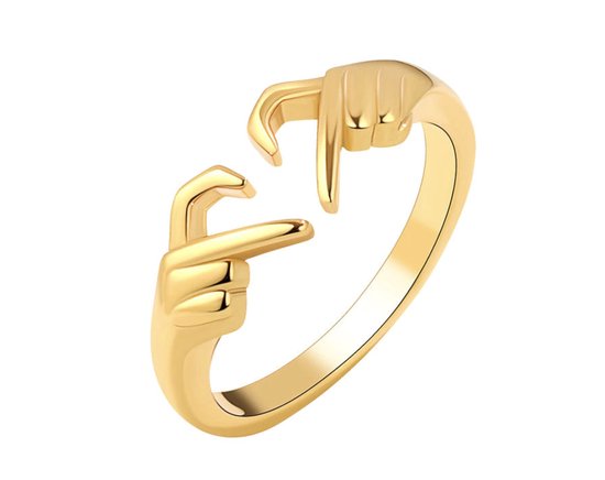 Ring - dames - verstelbare ring - goudkleurig - hartjes ring - valentijnscadeautje - valentijn - cadeau voor vrouw - Liefs Jade