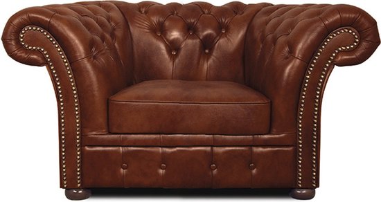 Foto: Chesterfield fauteuil winfield basic leer cloudy karamel 2 tot 4 weken levertijd