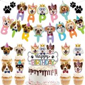10-delige honden party set Happy Birthday Dogs - hond - huisdier - verjaardag - taart topper - slinger - cupcake