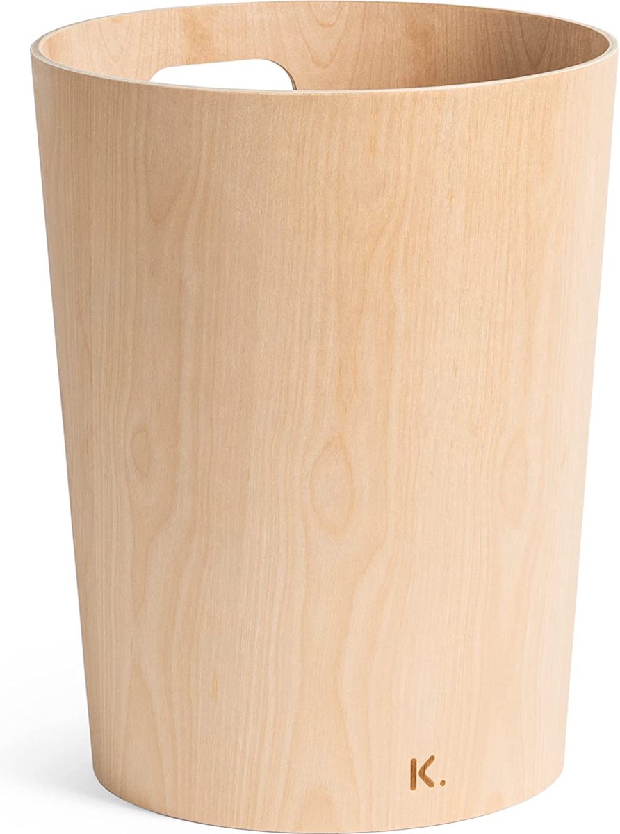 Kazai. Afvalpapierbak van echt hout Börje Moderne houten papieren mand voor kantoor, kinderkamer, slaapkamer en meer 9 liter Berk