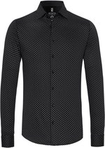 Desoto - Overhemd Kent Grafische Print Zwart - Heren - Maat XS - Slim-fit