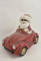 Kerstfiguren - Kerstman In Auto 35x28 Cm