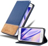 Cadorabo Hoesje voor Samsung Galaxy S5 / S5 NEO in DONKERBLAUW BRUIN - Beschermhoes met magnetische sluiting, standfunctie en kaartvakje Book Case Cover Etui
