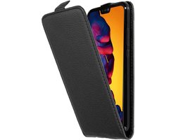 Coque Cadorabo pour Huawei P20 LITE 2018 / NOVA 3E en OXYDE NOIR - Coque de protection au design rabattable en similicuir texturé