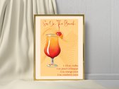 Poster A4 Sex on the Beach cocktail print - Happy Hour - Cocktail glas - Muurdecoratie - Wall art