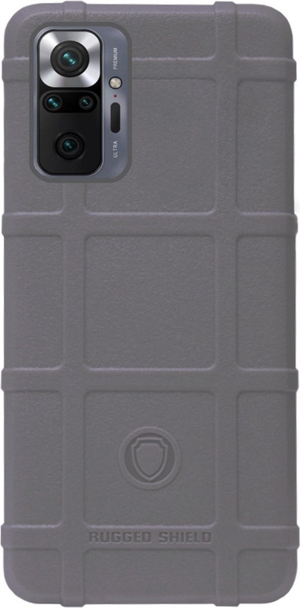 RUGGED SHIELD Rubber Bumper Case Hoesje Geschikt voor Xiaomi Redmi Note 10 Pro - Grijs