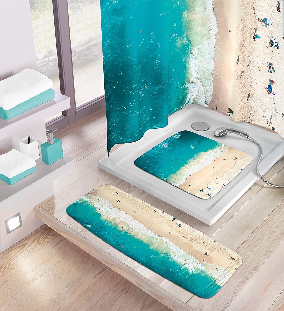 LUZOON Kids Cartoon Badmatten 100x40cm,Antislip Kinderbadmat, Douchemat Antislipmat met Zuignap Perfecte Badmat voor Kinderen (Oceaan