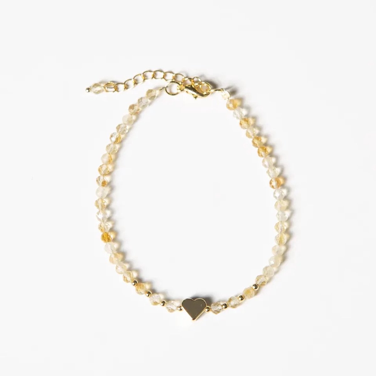 Dear Lune - Bracelet Citrine - Armband - Edelstenen - Kralen - Hartje - Valentijns - Moederdag - Cadeautip