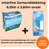 Interline zomerafdekking Solar - Zomerafdekking 6,10 x 3,60m ovaal - Voor alle typen zwembaden - Warmt het water op - Verminderd verbruik chloor - Inclusief gratis zwembadspons