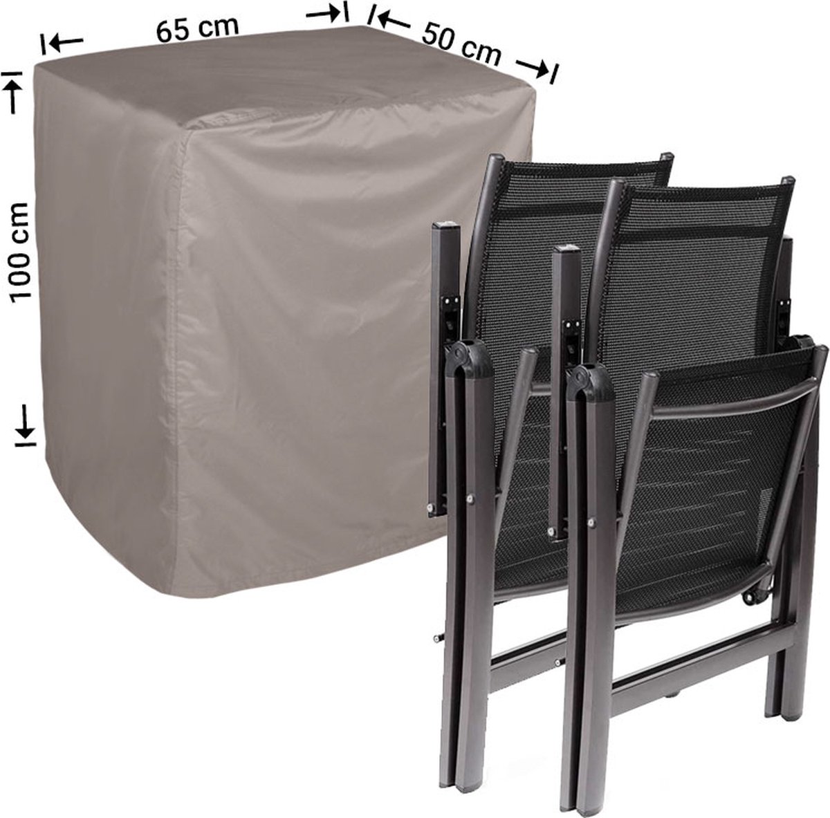 Raffles Covers Tuinstoelhoes - 50 x 65 H: 100 cm - RFOLD50 - Waterdicht - Ademend - UV-bestendig - Elastisch rijgkoord - Beschermhoes tuinmeubelen Taupe