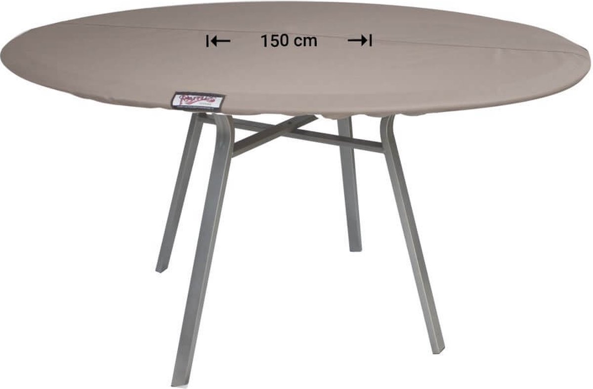 Raffles Covers Beschermhoes rond tuintafelblad - ⌀ 150 H: 5 cm - RRTT150 - Waterdicht - UV-bestendig - Elastische zoom - Beschermhoes tuinmeubelen - Tuintafelbladhoes Taupe