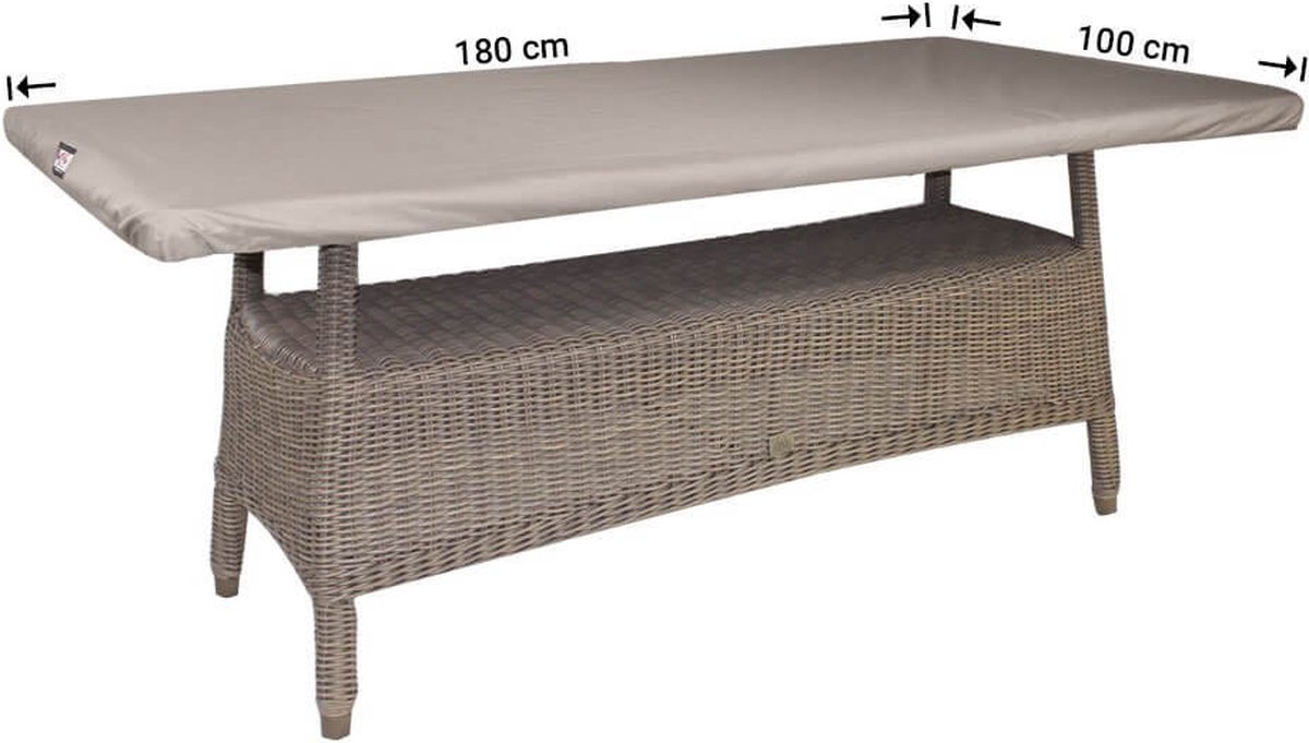 Raffles Covers Beschermhoes tuintafelblad - 180 x 100 H: 5 cm - RTT180100 - Waterdicht - UV-bestendig - Elastische zoom - Beschermhoes tuinmeubelen - Tuintafelbladhoes Taupe