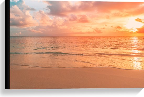 Canvas - Oceaan met Prachtige Zonsondergang en Brede Horizon - 60x40 cm Foto op Canvas Schilderij (Wanddecoratie op Canvas)