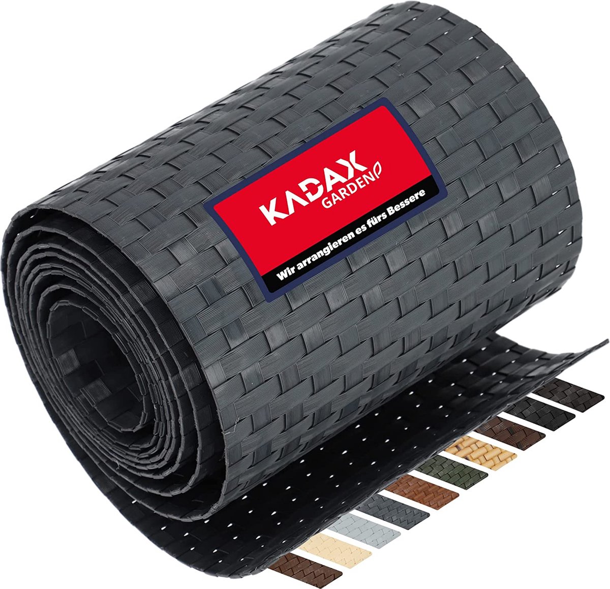 KADAX Tuinhekband van Technorattan, 19 x 255 cm, 10 kleuren, privacyfolie, rol, windscherm voor balkon, terras, weerbestendige hekmat, tuinhek (antraciet)