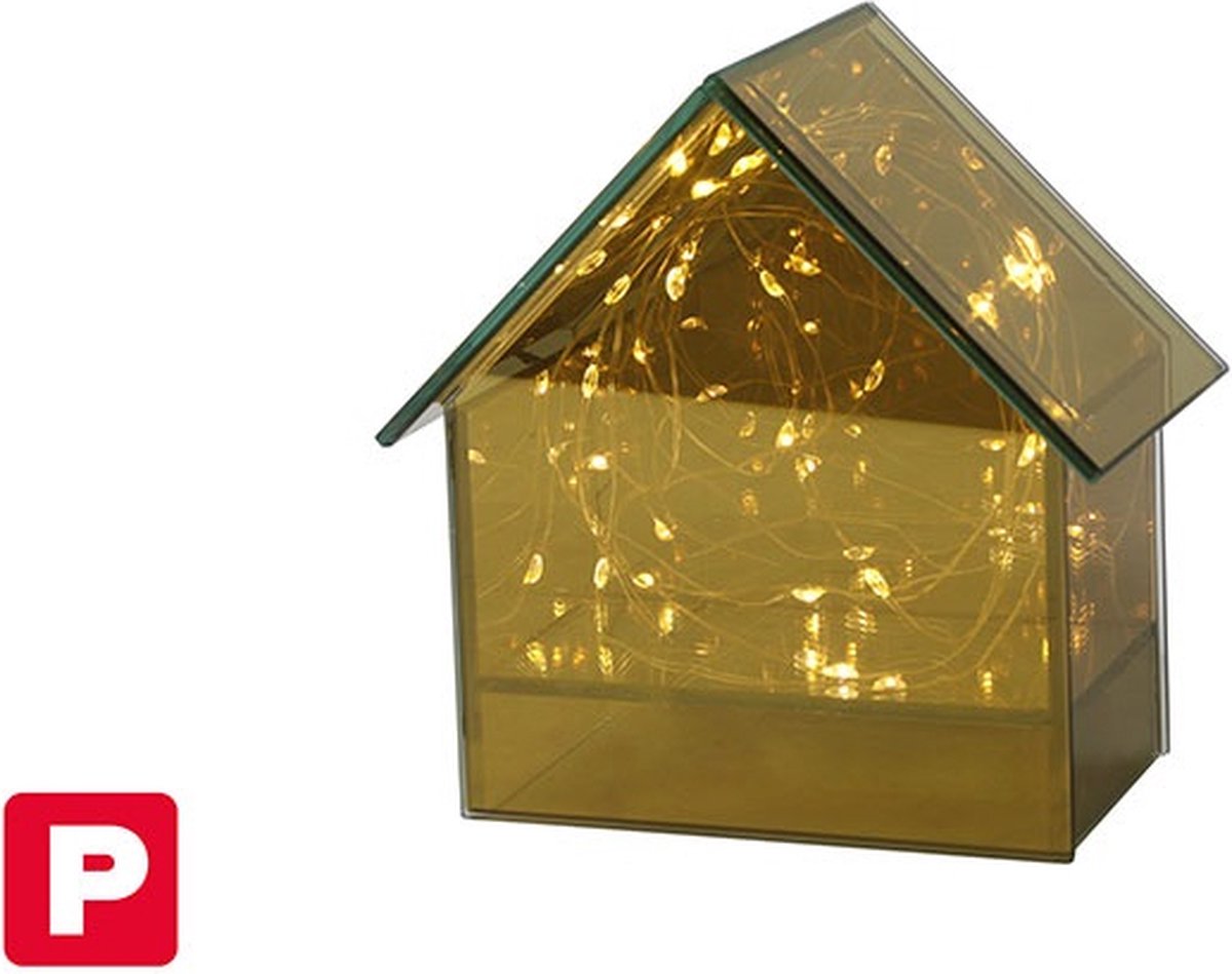 Spiegelbox Huis LED Timer Elite Goud S