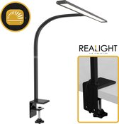 Realight bureaulamp – Daglichtlamp – Klemlamp – Thuiswerkplek Monitor lamp – Handwerklamp – Borduurlamp – Hobbylamp daglicht - Bureaulamp led - bureaulamp led dimbaar – LED – Met Klem – Zwart – Dimbaar