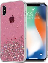 Cadorabo Hoesje voor Apple iPhone X / XS in Roze met Glitter - Beschermhoes van flexibel TPU silicone met fonkelende glitters Case Cover Etui
