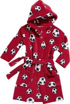 Playshoes - Fleece badjas met capuchon - Voetbal rood