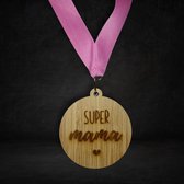 Medaille - Mama - Cadeau - Prijs - Trofee - Hout - Bamboe - Liefste - Moederdag