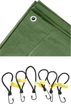 Bâche verte / bâches de 4 x 5 mètres avec 24x tendeurs / crochets élastiques