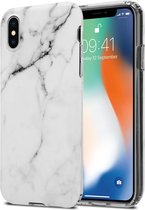 Cadorabo Hoesje voor Apple iPhone X / XS in Wit Grijs Marmer No. 23 - Beschermhoes gemaakt van TPU siliconen Case Cover met mozaïek motief