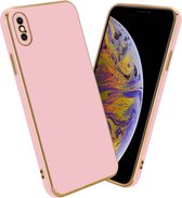 Cadorabo Hoesje geschikt voor Apple iPhone X / XS in Glossy Roze - Goud - Beschermhoes Case Cover van flexibel TPU-silicone en met camerabescherming
