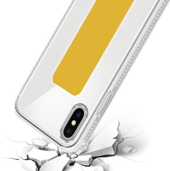 Coque Cadorabo pour Apple iPhone X / XS en JAUNE - Coque de protection en silicone TPU flexible Cover Case avec support et fonction support