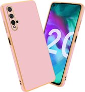 Cadorabo Hoesje geschikt voor Honor 20 / 20S / Huawei NOVA 5T in Glossy Roze - Goud - Beschermhoes Case Cover van flexibel TPU-silicone en met camerabescherming