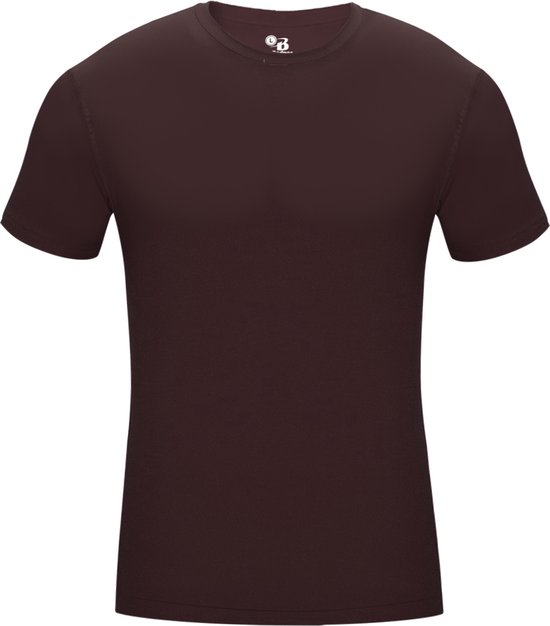 BADGER SPORT - Shirt Met Korte Mouwen - Pro Compression - Diverse Sporten - Volwassenen - Polyester/Elastaan - Heren - Ronde Hals - Ondershirt - Zweet Afvoerend - Bordeaux - Medium