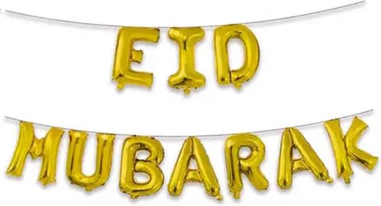 Folie Ballonnen Eid Mubarak Goud | 4 meter