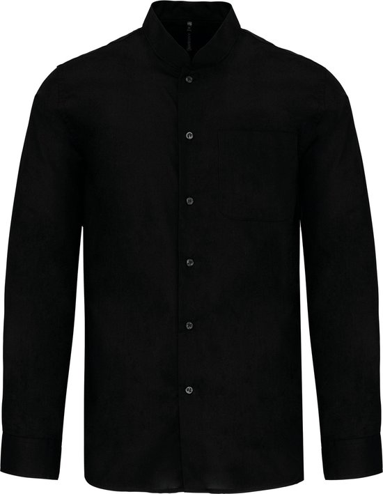 Luxe Overhemd/Blouse met Mao kraag merk Kariban maat 3XL Zwart