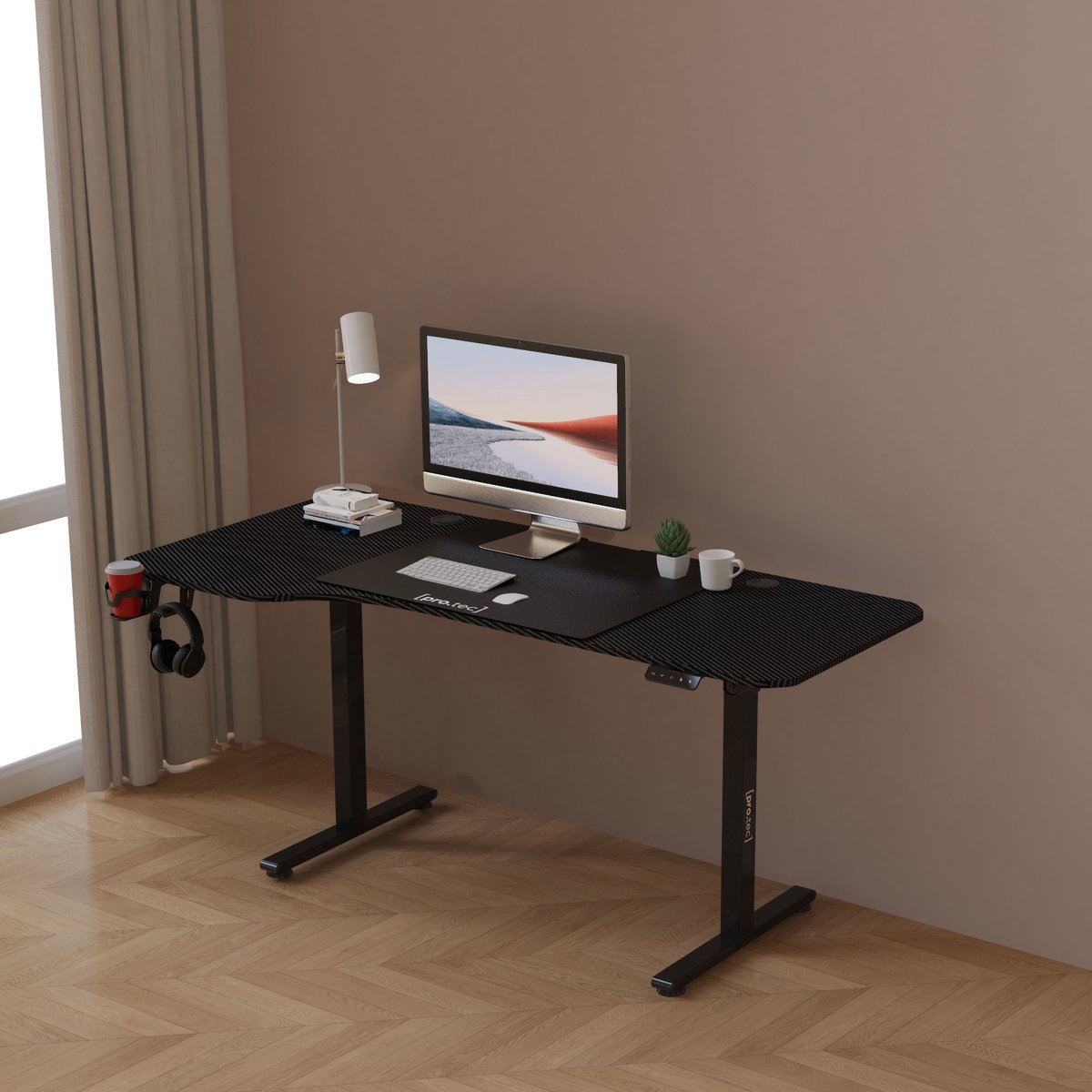 Bureau de jeu Virolahti assis debout électrique 160x60 / 75 cm noir