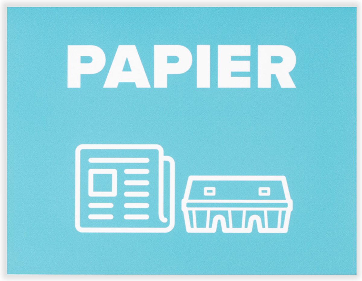 Afvalstickers Papier - 25 x 19 cm - Container stickers - Kliko stickers - Prullenbak stickers - Papier - Papierafval