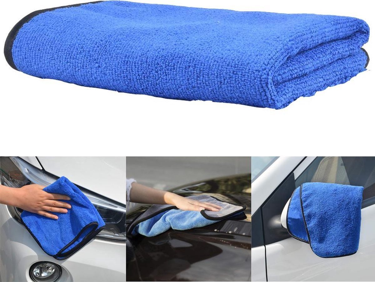 Goedkoopste Zachte Microvezeldoek 30x30cm- Car Cleaning - Krasvrij -poetsdoek- auto poetsen-Auto droogdoek-Auto Accessoires - Schoonmaakdoek - Detail Polish-Reinigingsdoekjes - Blauw/Grijs