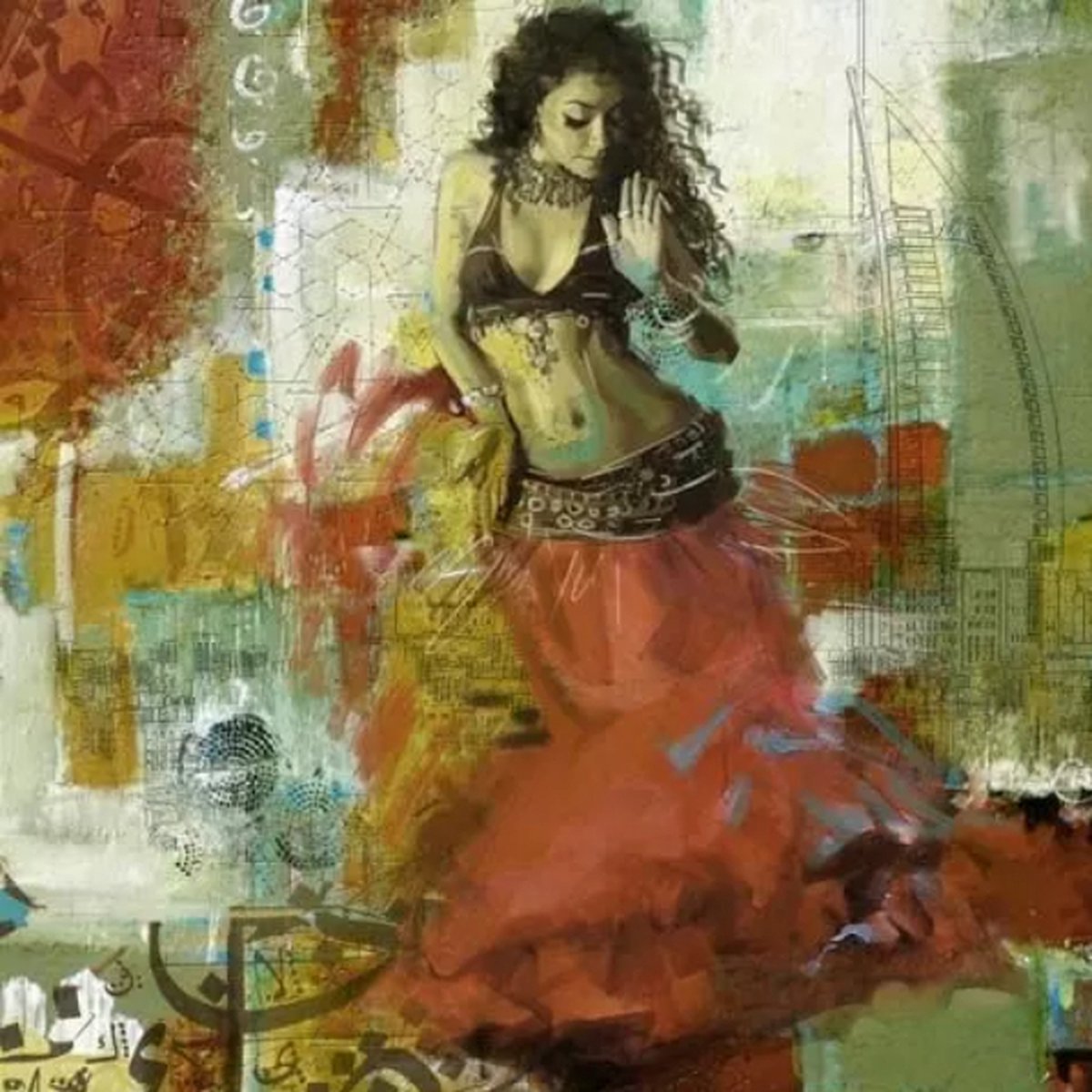 Safaary - Arabische Schilderij Buikdanseres Qif